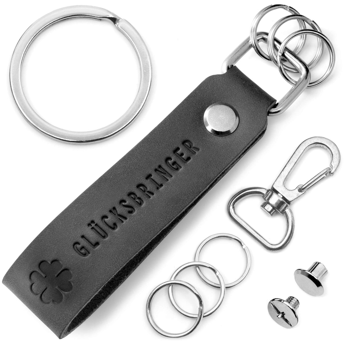 "Glücksbringer" Leder-Schlüsselanhänger mit wechselbarem Schlüsselring - FABACH#farbe_schwarz