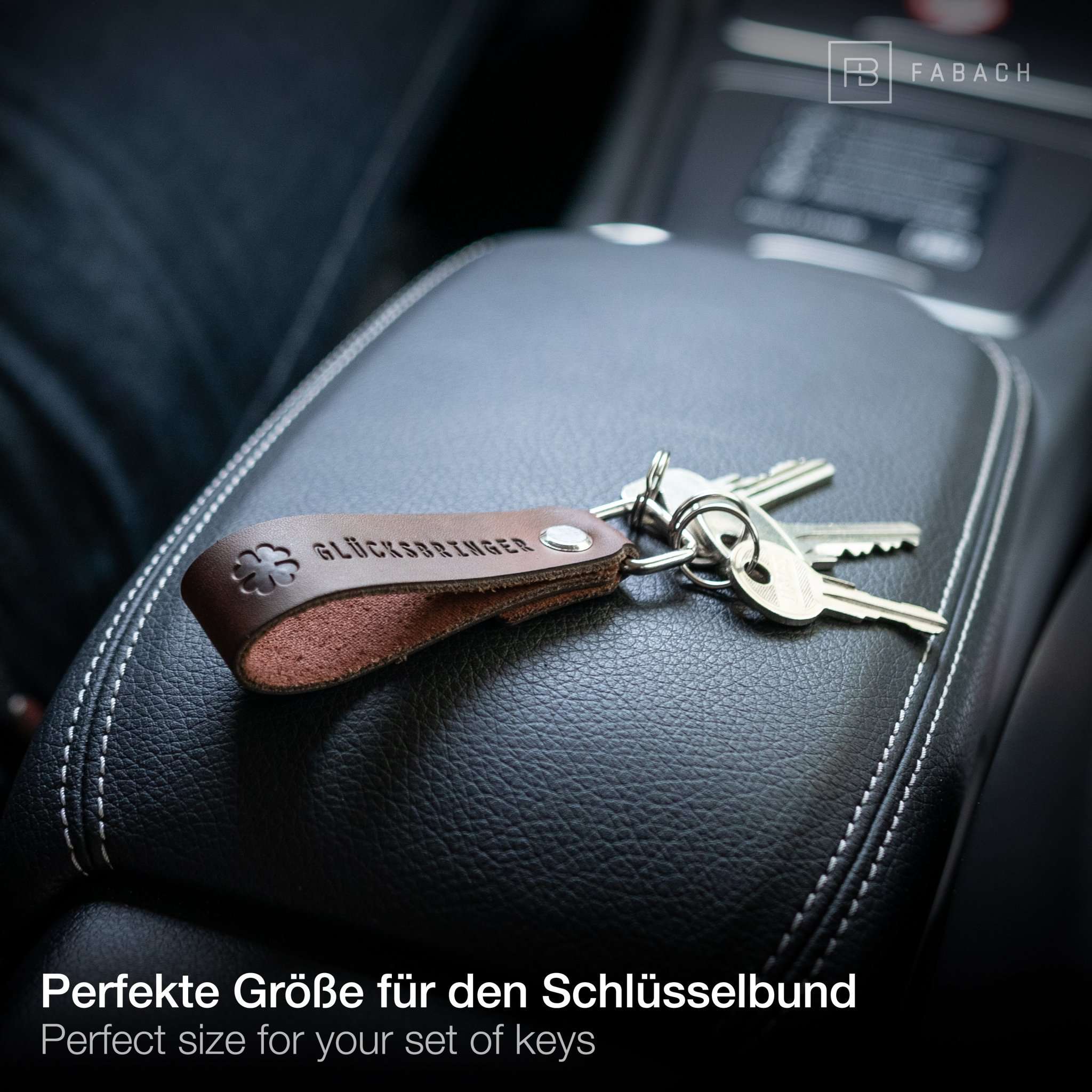 Leder Schlüsselanhänger mit wechselbarem Schlüsselring "Glücksbringer" - FABACH#farbe_braun