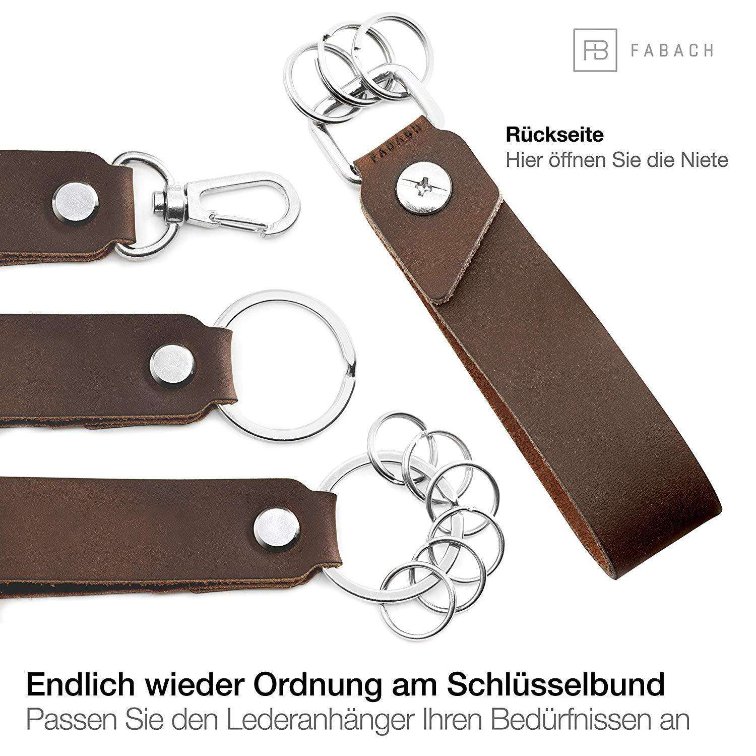 "Glücksbringer" Leder-Schlüsselanhänger mit wechselbarem Schlüsselring - FABACH#farbe_braun