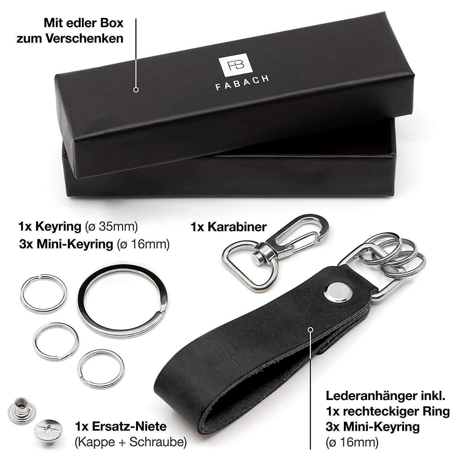 Porte-clés en cuir avec porte-clés interchangeable (sans texte/motif)