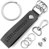 "Lieblingsmensch" Leder-Schlüsselanhänger mit wechselbarem Schlüsselring - FABACH#farbe_schwarz