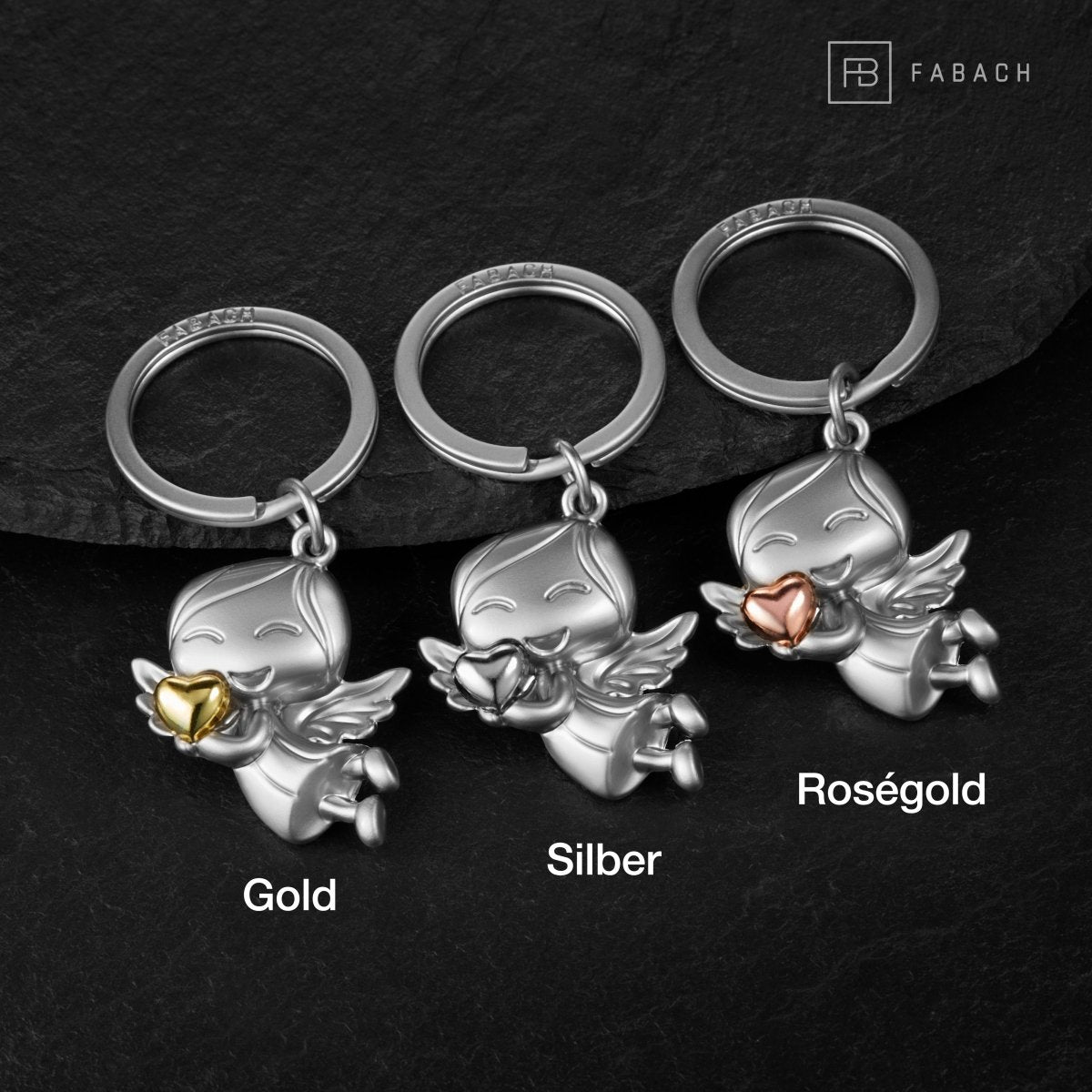 "Lucky" Schutzengel Schlüsselanhänger - Engel Glücksbringer - Glücksengel mit Herz - FABACH – Die Schlüsselanhänger-Schmiede