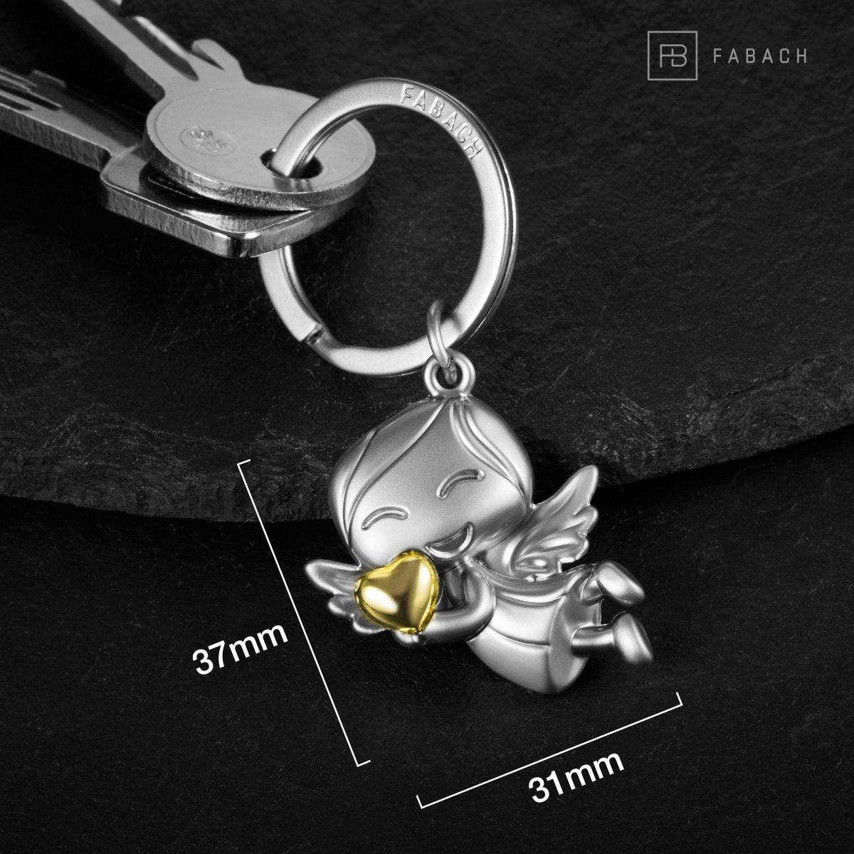 "Lucky" guardian angel keychain - angel lucky charm - lucky angel with heart