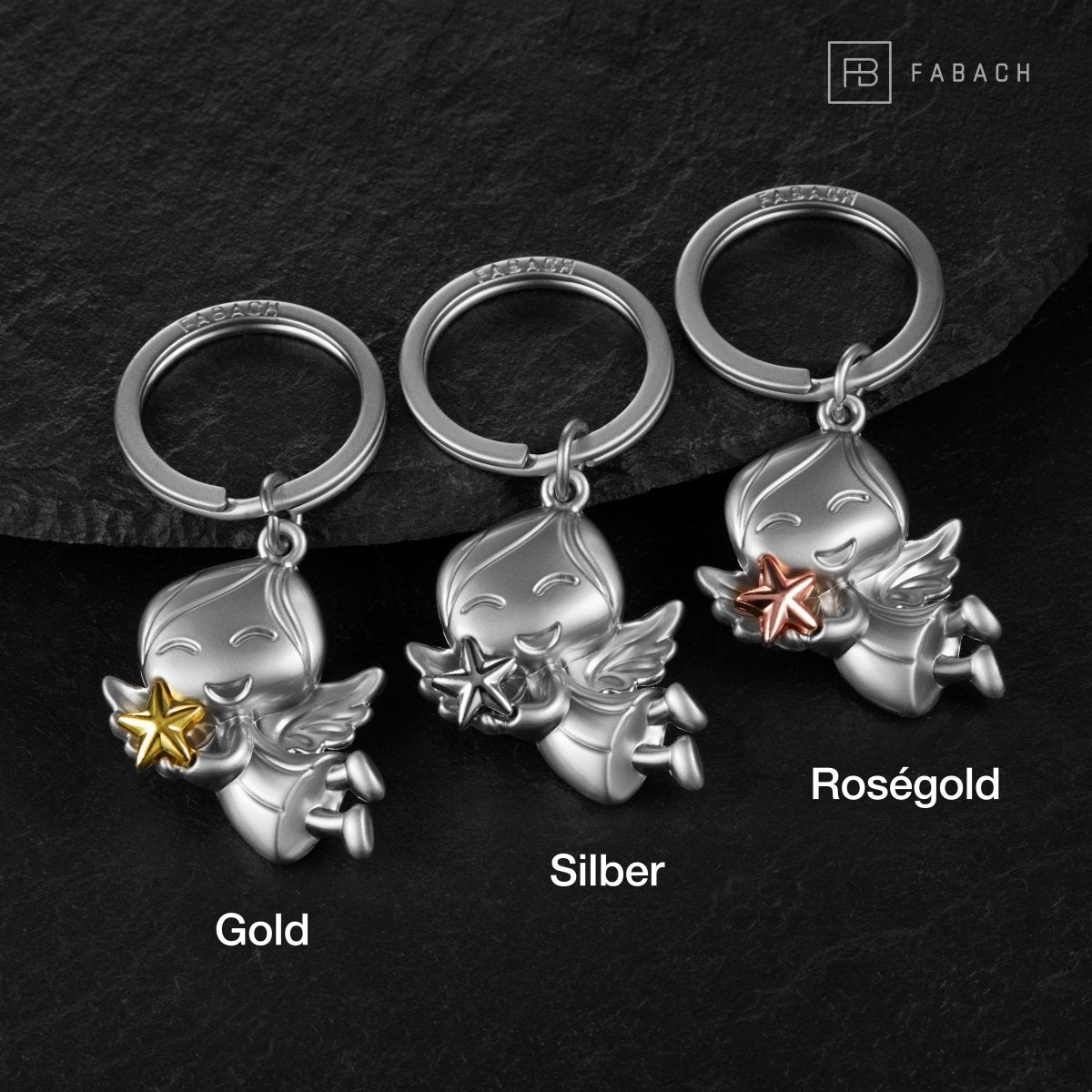 "Lucky" Schutzengel Schlüsselanhänger - Engel Glücksbringer - Glücksengel mit Stern - FABACH – Die Schlüsselanhänger-Schmiede