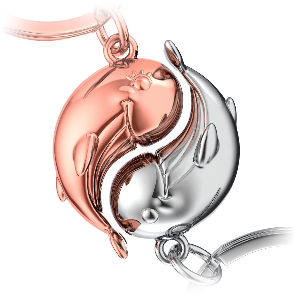 "Moby" Wale Schlüsselanhänger - romantisches Partnergeschenk - zwei Schlüsselanhänger für Paare Freundinnen Schwestern - FABACH#farbe_roségold & silber
