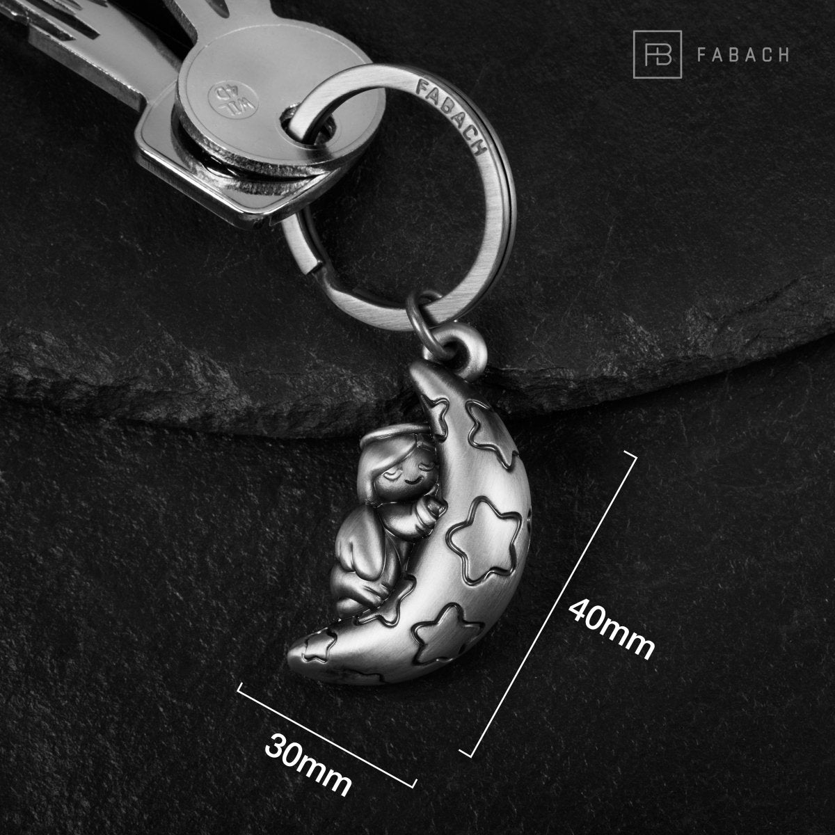 "Moony" Guardian Angel Keychain - Angel Lucky Charm - Lucky Angel with Moon