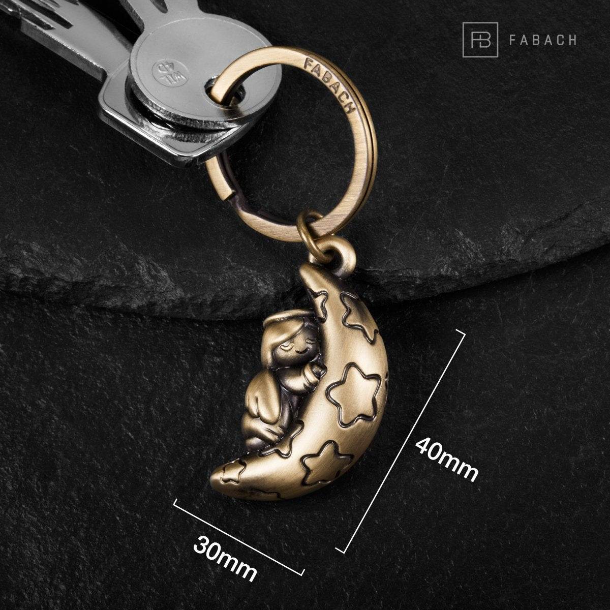 "Moony" Guardian Angel Keychain - Angel Lucky Charm - Lucky Angel with Moon