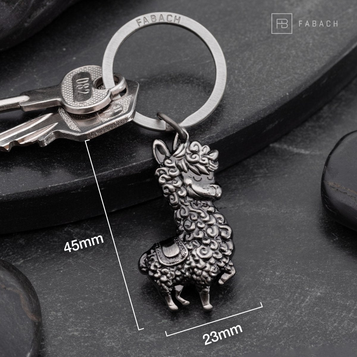 "No Drama Lama" Lama Schlüsselanhänger - Cooler Lama/Alpaka Anhänger - Glücksbringer und Geschenk für Lama-Liebhaber - FABACH#farbe_antique silber