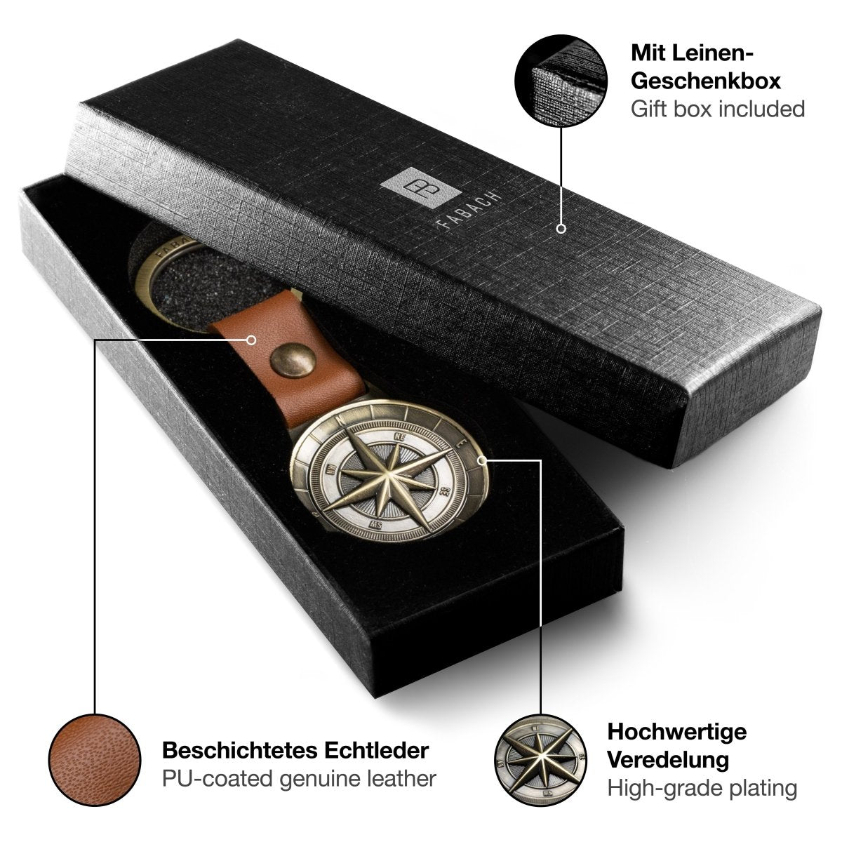 "Northstar" Compass & World Keychain "True Friendship" Pendant - Gift for best friend