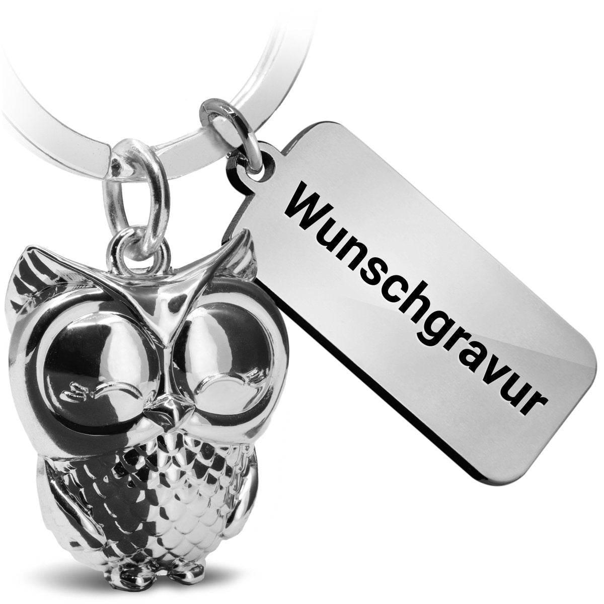 "Owl be there" Eule SchlĂŒsselanhĂ€nger "Owly" mit Gravur - SĂŒĂe Eule GlĂŒcksbringer - FABACH#farbe_silber#botschaft_eigene gravur (+3.00âŹ)