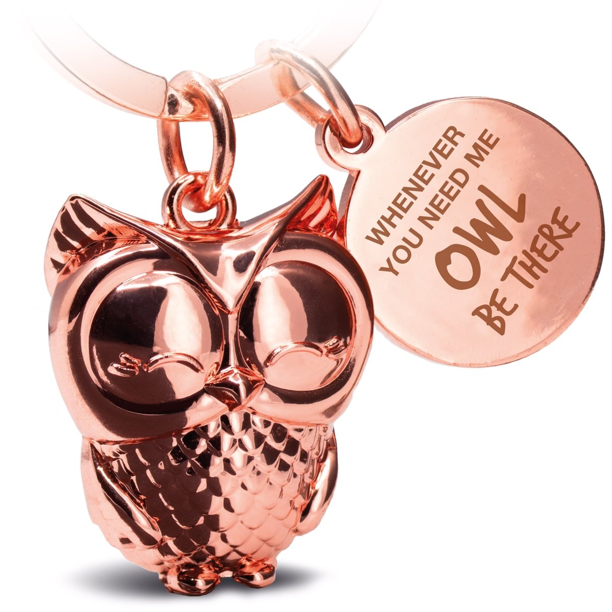 "Whenever you need me, OWL be there" Eule SchlĂŒsselanhĂ€nger "Owly" mit Gravur - SĂŒĂe Eule GlĂŒcksbringer - FABACH#farbe_rosĂ©gold#botschaft_Whenever you need me owl be there