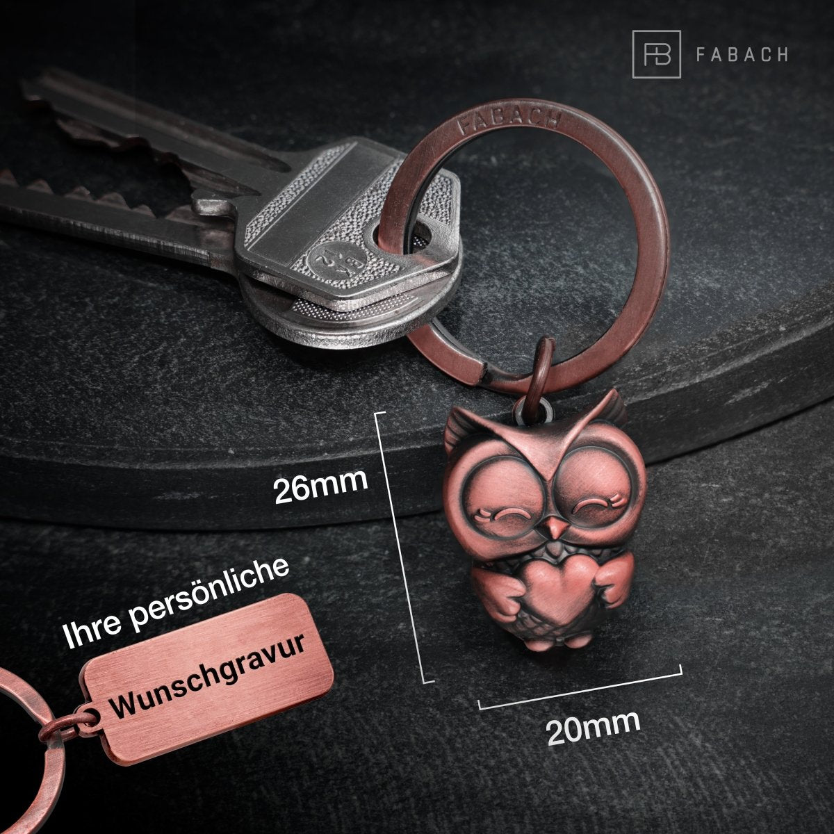 Porte-clés hibou "Owl you need is Love" Owly avec coeur et gravure - porte-bonheur hibou doux
