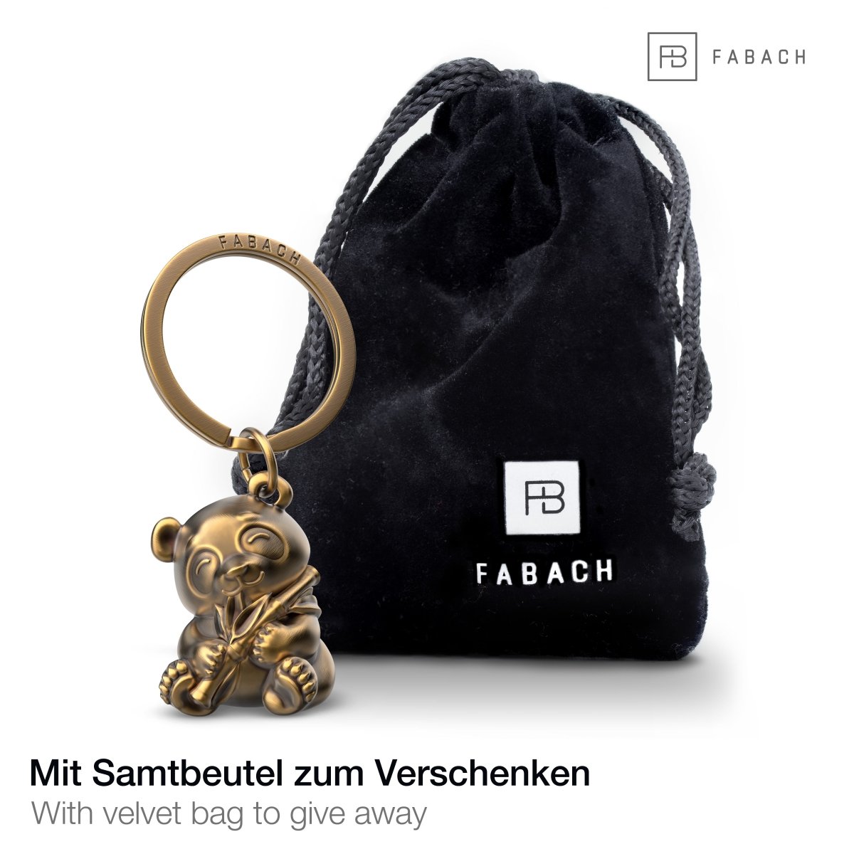 Panda Bär Schlüsselanhänger "Tao" - Süßer Glücksbringer - Geschenk für Panda Bär Liebhaber - FABACH#Farbe_Antique Bronze