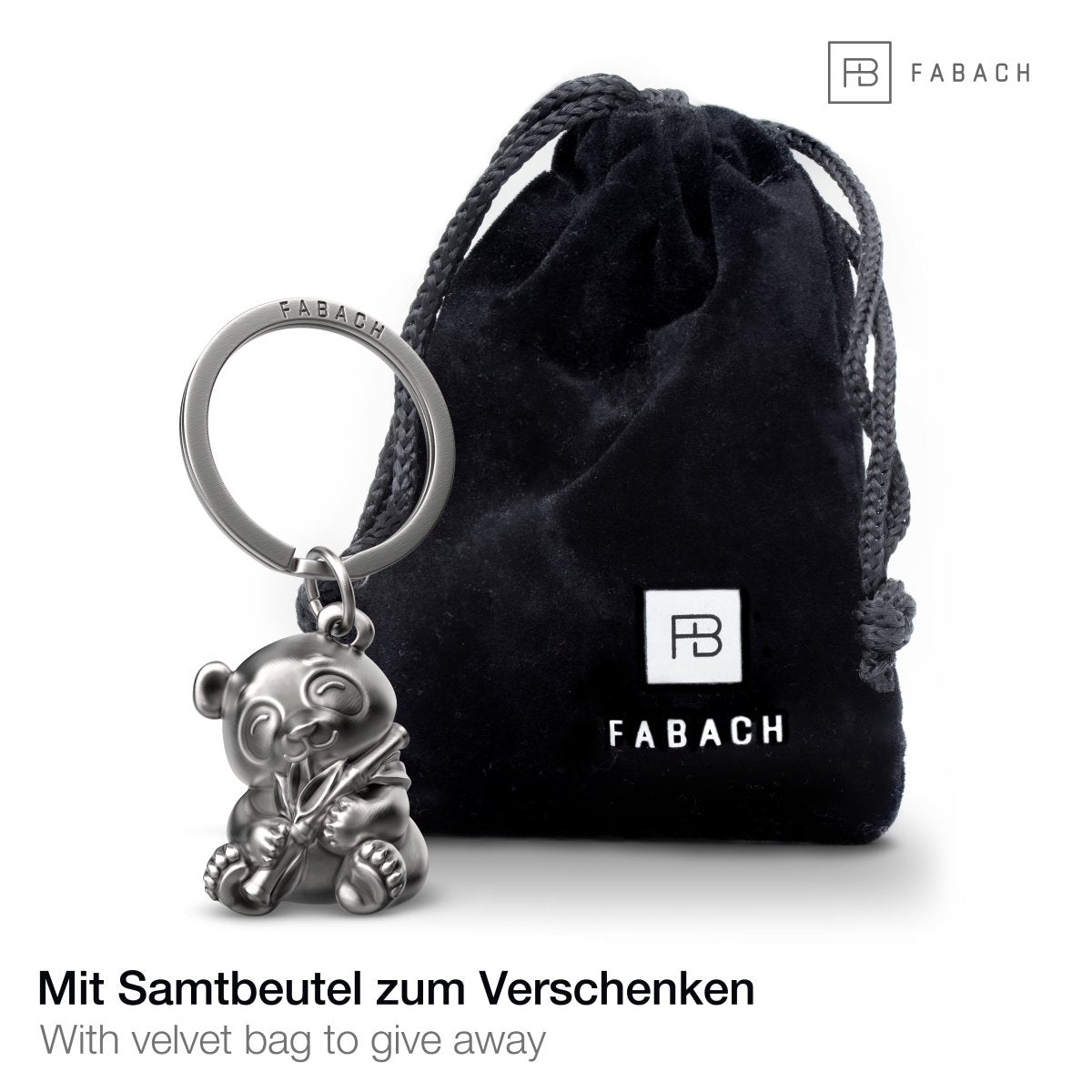 Panda Bär Schlüsselanhänger "Tao" - Süßer Glücksbringer - Geschenk für Panda Bär Liebhaber - FABACH#Farbe_Antique Silber