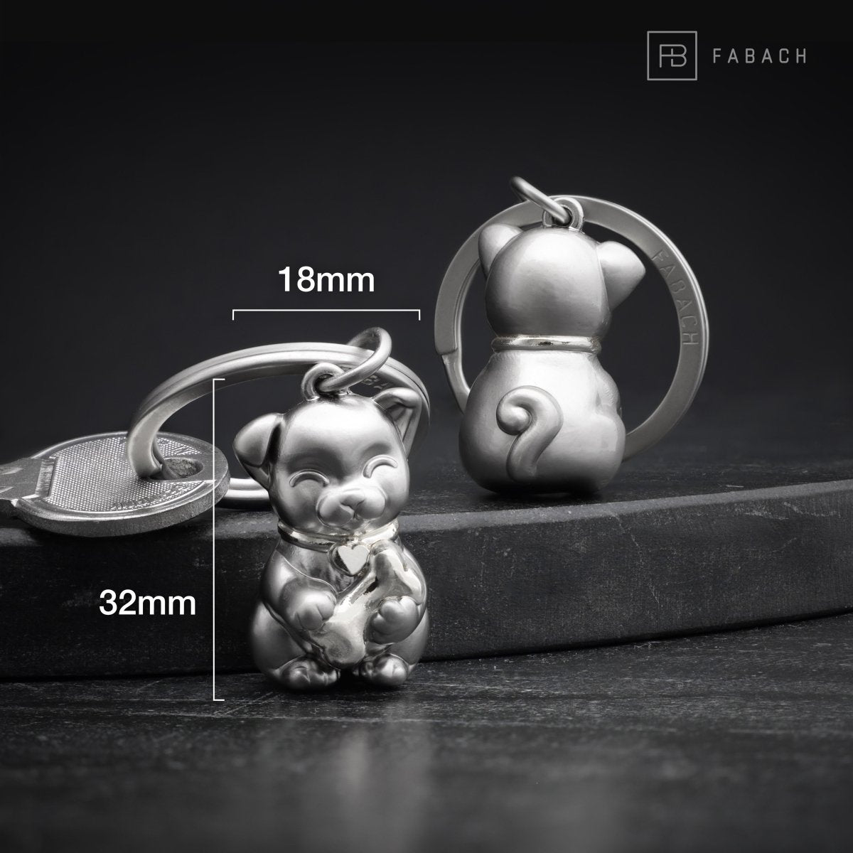 "Puppy" Hund Schlüsselanhänger - Süßes Hündchen Anhänger - Glücksbringer und Geschenk für Hunde-Liebhaber - FABACH#farbe_silber