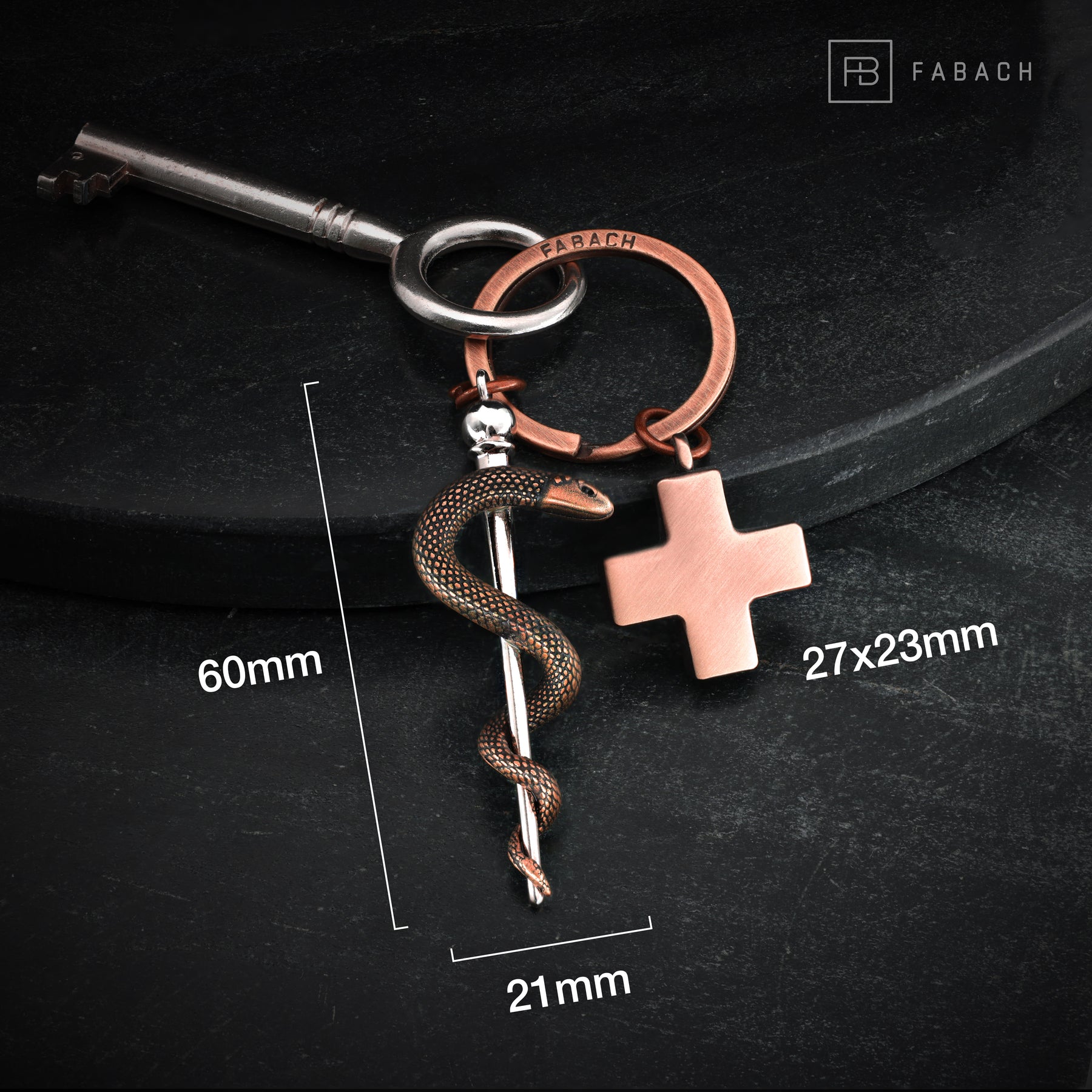 "Asclepius Staff" keychain with medical cross - Asclepius staff as a gift for doctor, nurse