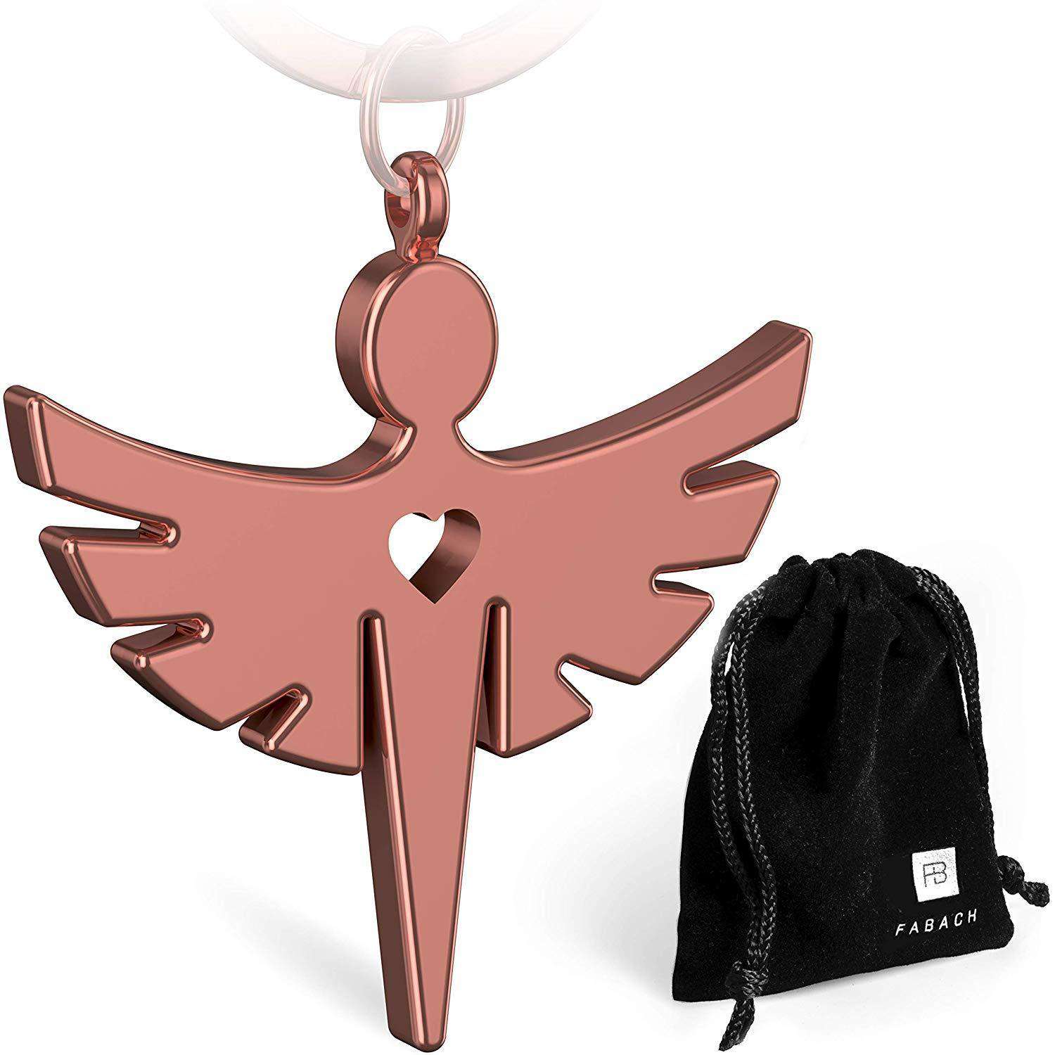 Schutzengel "Fabiel" Schlüsselanhänger mit Herz #farbe_roségold- FABACH