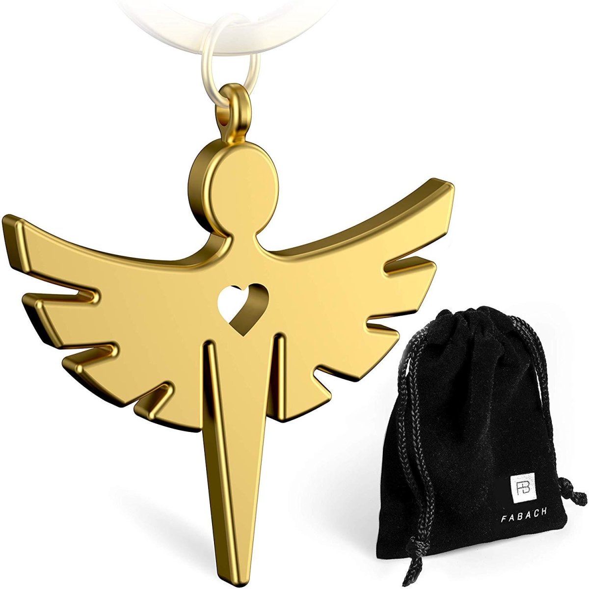 Schutzengel "Fabiel" Schlüsselanhänger mit Herz - FABACH#farbe_gold