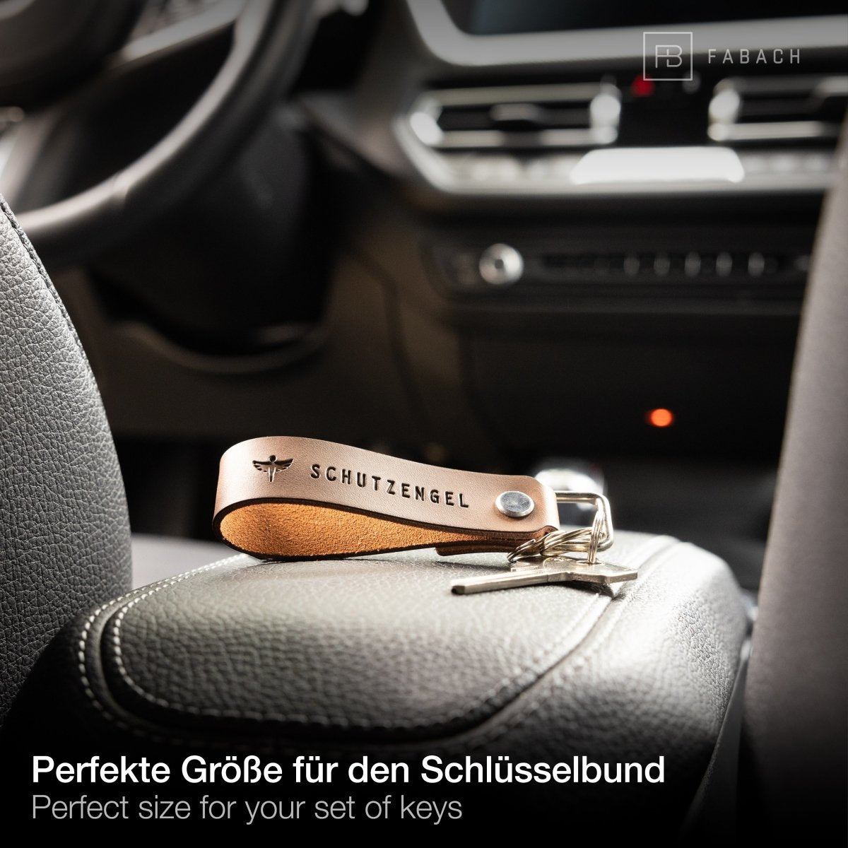 "Schutzengel" Leder-Schlüsselanhänger mit wechselbarem Schlüsselring - FABACH
