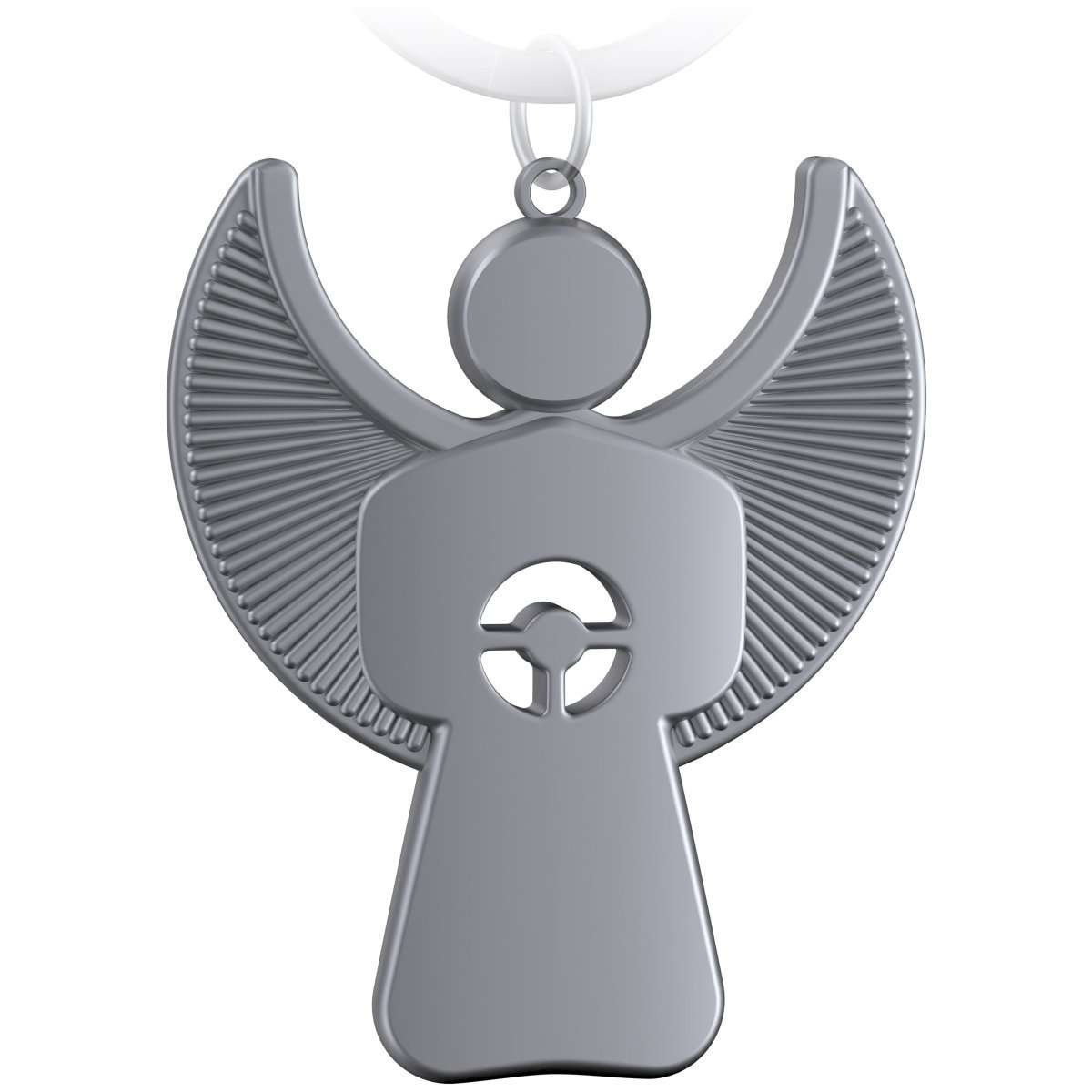 "Pikto" Schutzengel SchlĂŒsselanhĂ€nger mit Lenkrad - Engel GlĂŒcksbringer#farbe_silber (matt)