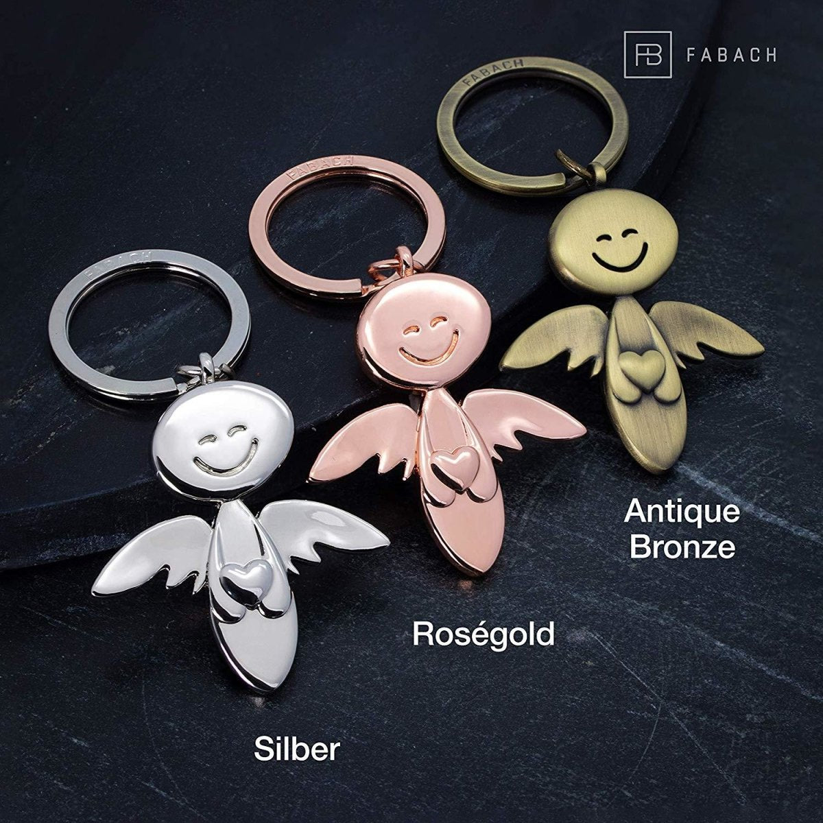 "Smile" Schutzengel Schlüsselanhänger mit Herz - Engel Glücksbringer - FABACH#personalisierung_ohne gravur