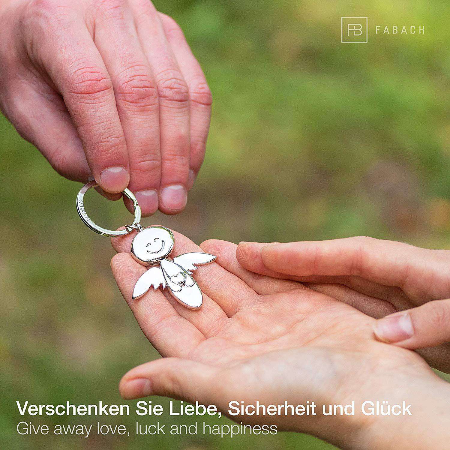 "Smile" with heart - guardian angel keychain - angel lucky charm