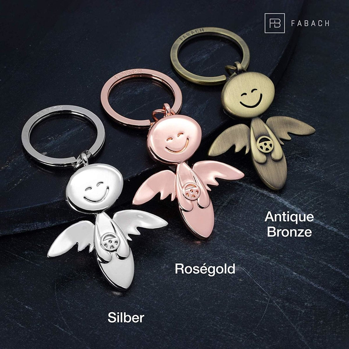 "Smile" Schutzengel Schlüsselanhänger mit Lenkrad - Engel Glücksbringer - FABACH#personalisierung_ohne gravur