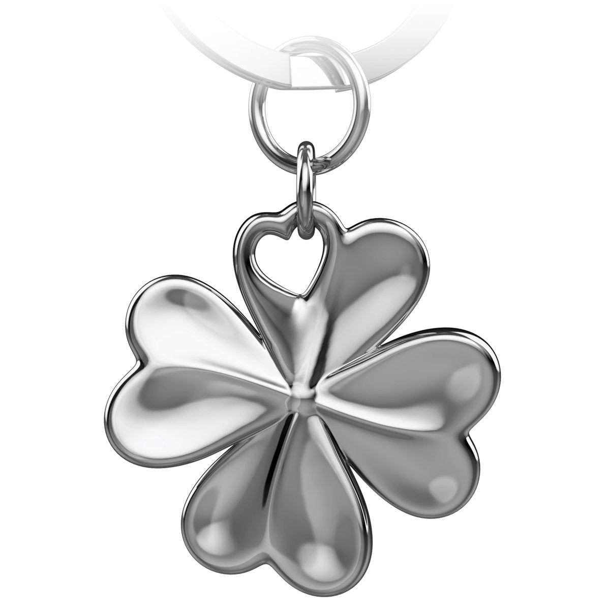 "Shamrock" Kleeblatt Schlüsselanhänger - Kleiner Glücksbringer mit Herz für den Schlüsselbund - FABACH#farbe_silber