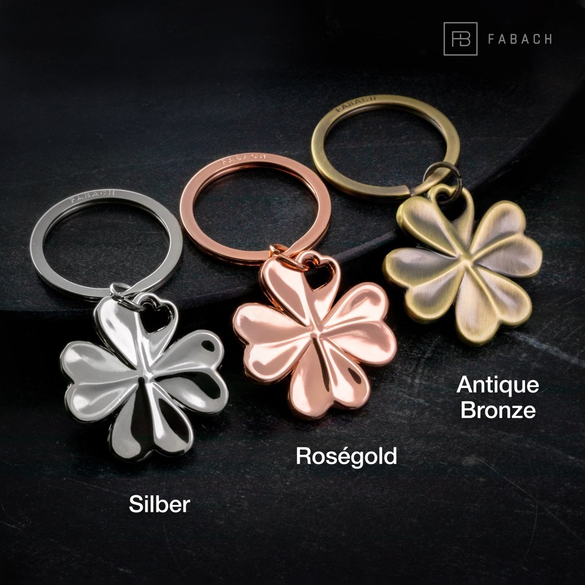 "Shamrock" Kleeblatt Schlüsselanhänger - Kleiner Glücksbringer mit Herz für den Schlüsselbund - FABACH