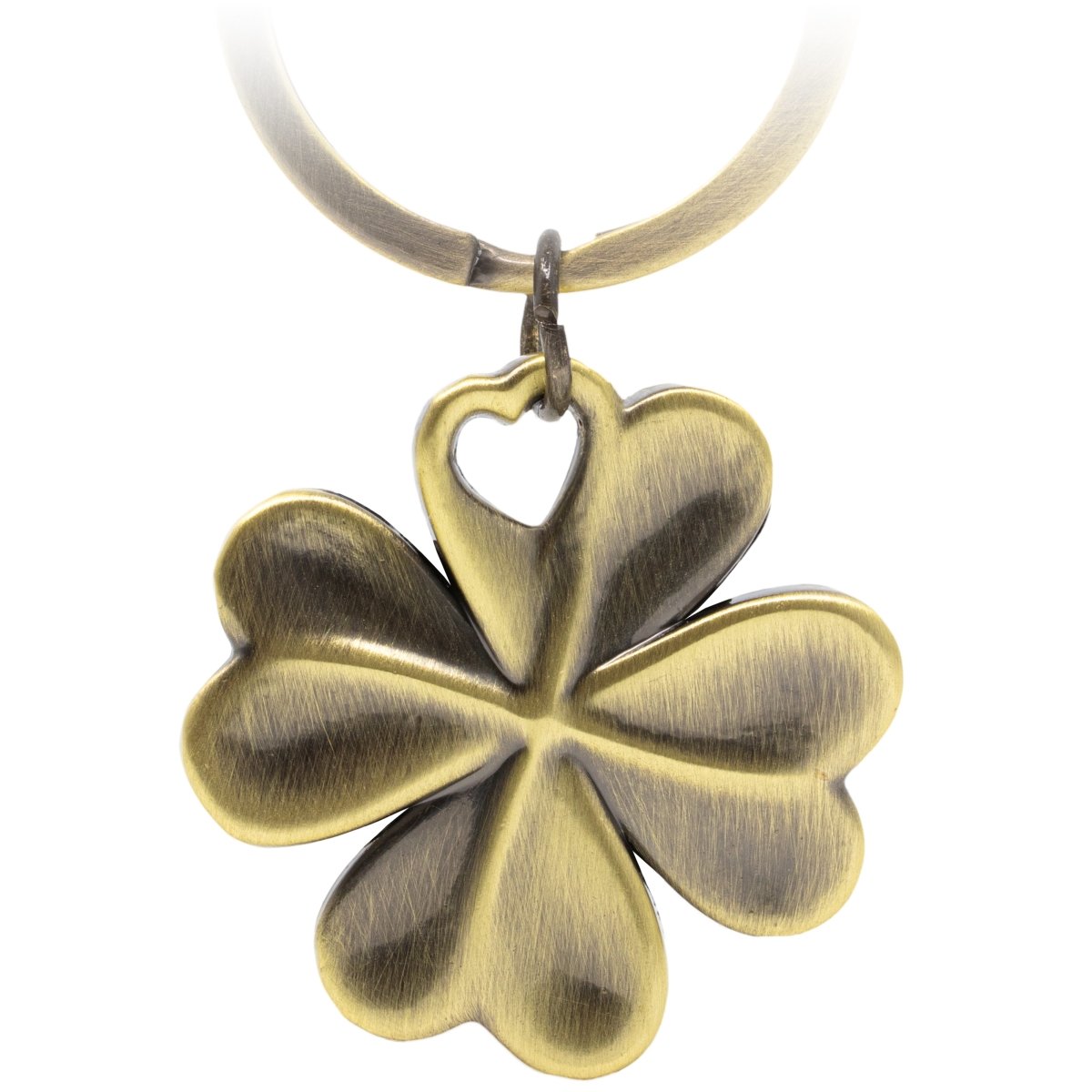 "Shamrock" Kleeblatt Schlüsselanhänger - Kleiner Glücksbringer mit Herz für den Schlüsselbund - FABACH#farbe_antique bronze