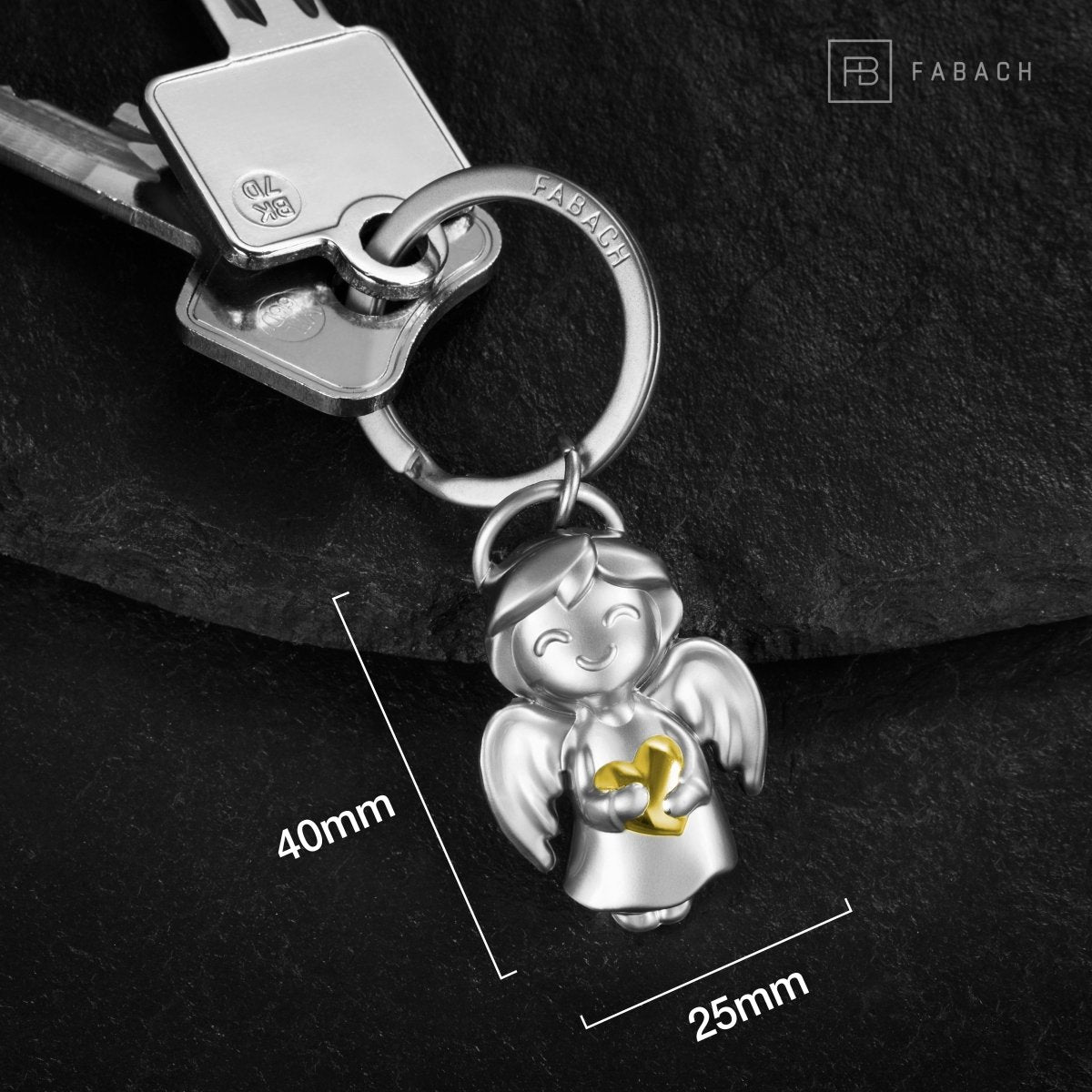 "Shiny" Schutzengel Schlüsselanhänger - Engel Glücksbringer - Glücksengel mit Herz - FABACH#Farbe_Gold