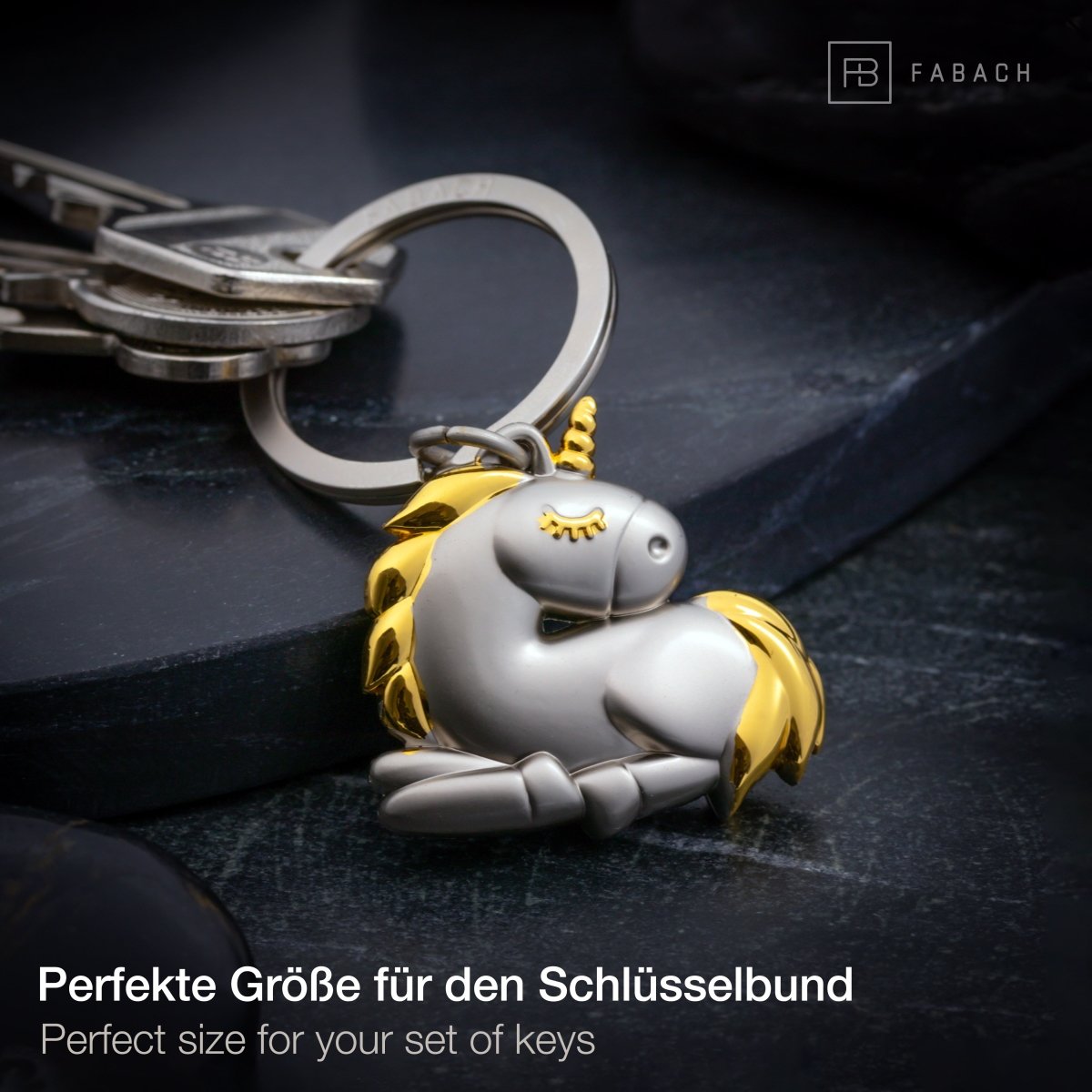 "Sleepy" Einhorn Schlüsselanhänger - Schlafendes Einhorn Glücksbringer - FABACH#farbe_gold