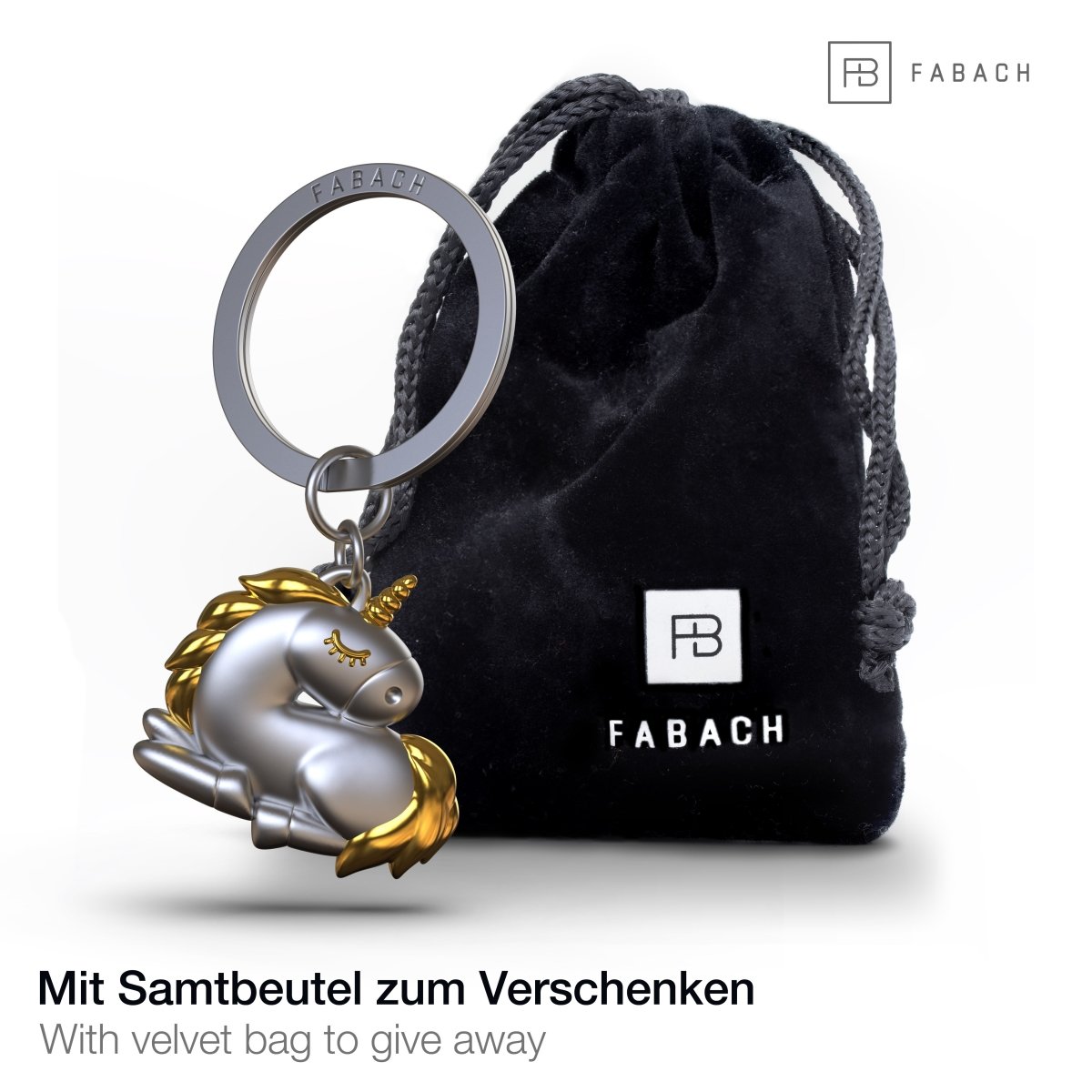 "Sleepy" Einhorn Schlüsselanhänger - Schlafendes Einhorn Glücksbringer - FABACH#farbe_gold
