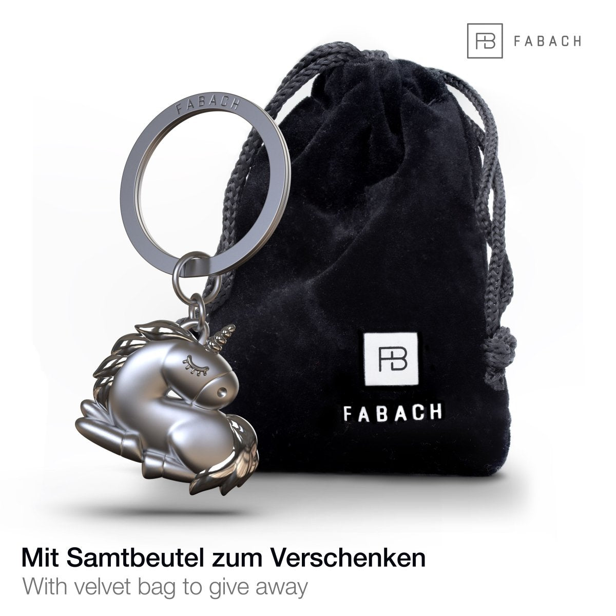 "Sleepy" Einhorn Schlüsselanhänger - Schlafendes Einhorn Glücksbringer - FABACH#farbe_silber