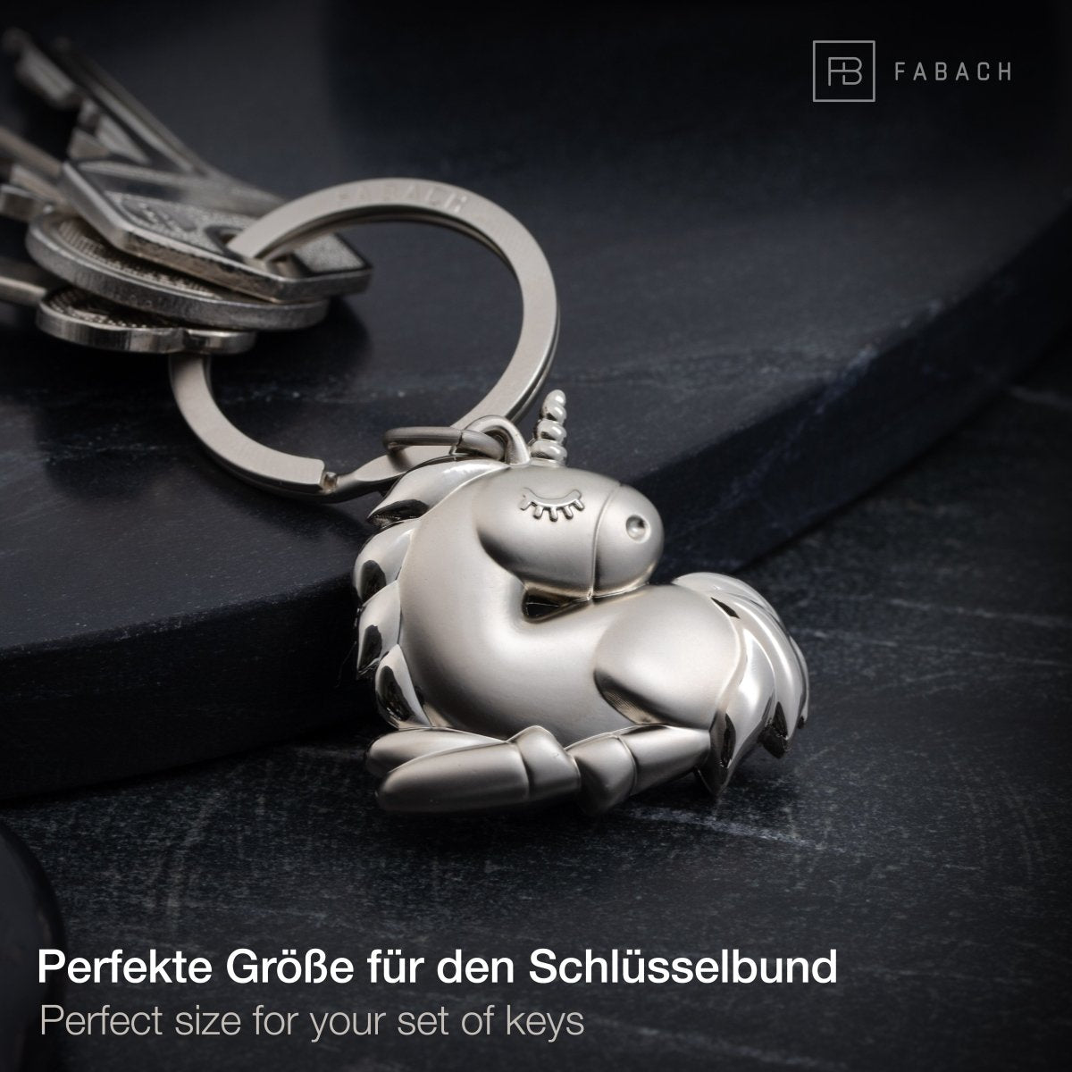 "Sleepy" Einhorn Schlüsselanhänger - Schlafendes Einhorn Glücksbringer - FABACH#farbe_silber