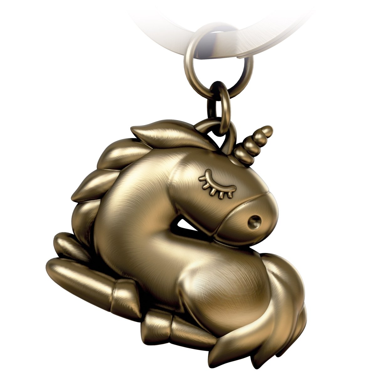 "Sleepy" Einhorn Schlüsselanhänger - Schlafendes Einhorn Glücksbringer - FABACH#farbe_antique bronze