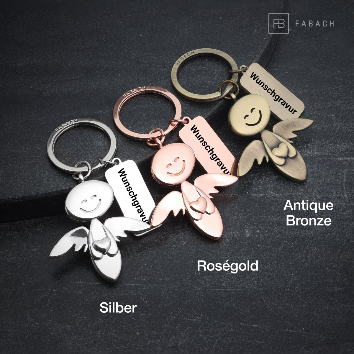 "Smile" with heart - guardian angel keychain - angel lucky charm