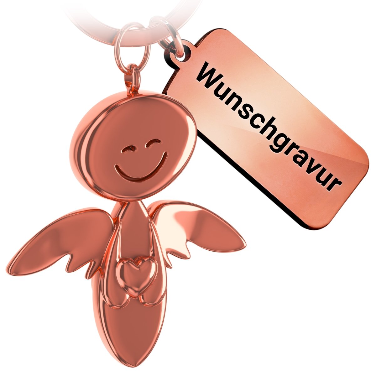 "Smile" with heart - guardian angel keychain - angel lucky charm