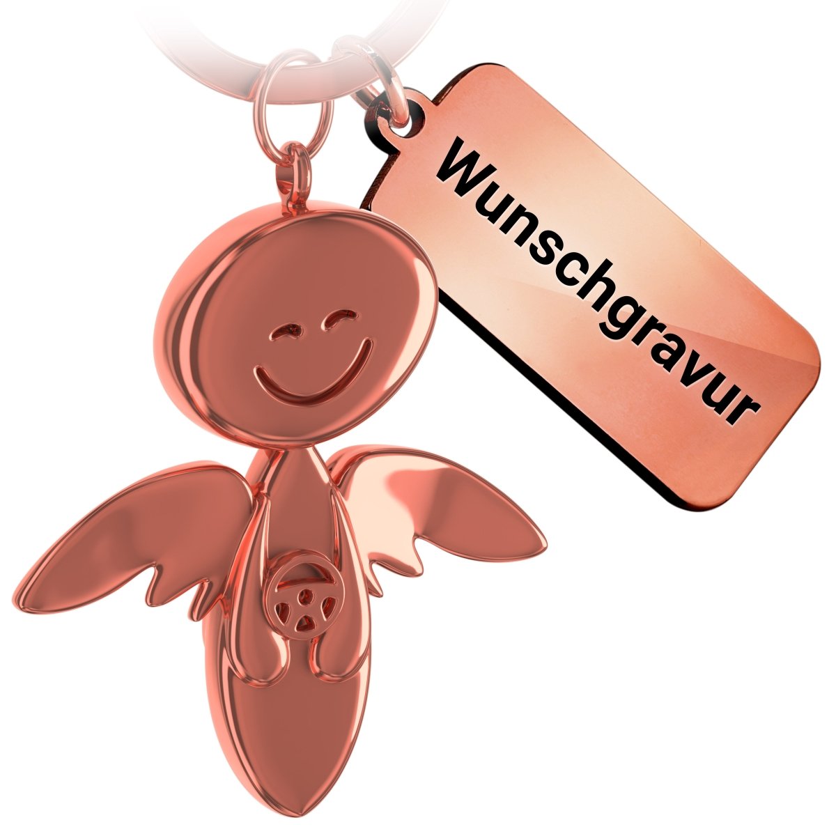 "Smile" mit Lenkrad - Schutzengel Schlüsselanhänger - Engel Glücksbringer - FABACH#farbe_roségold#personalisierung_mit gravur (+5.00€)