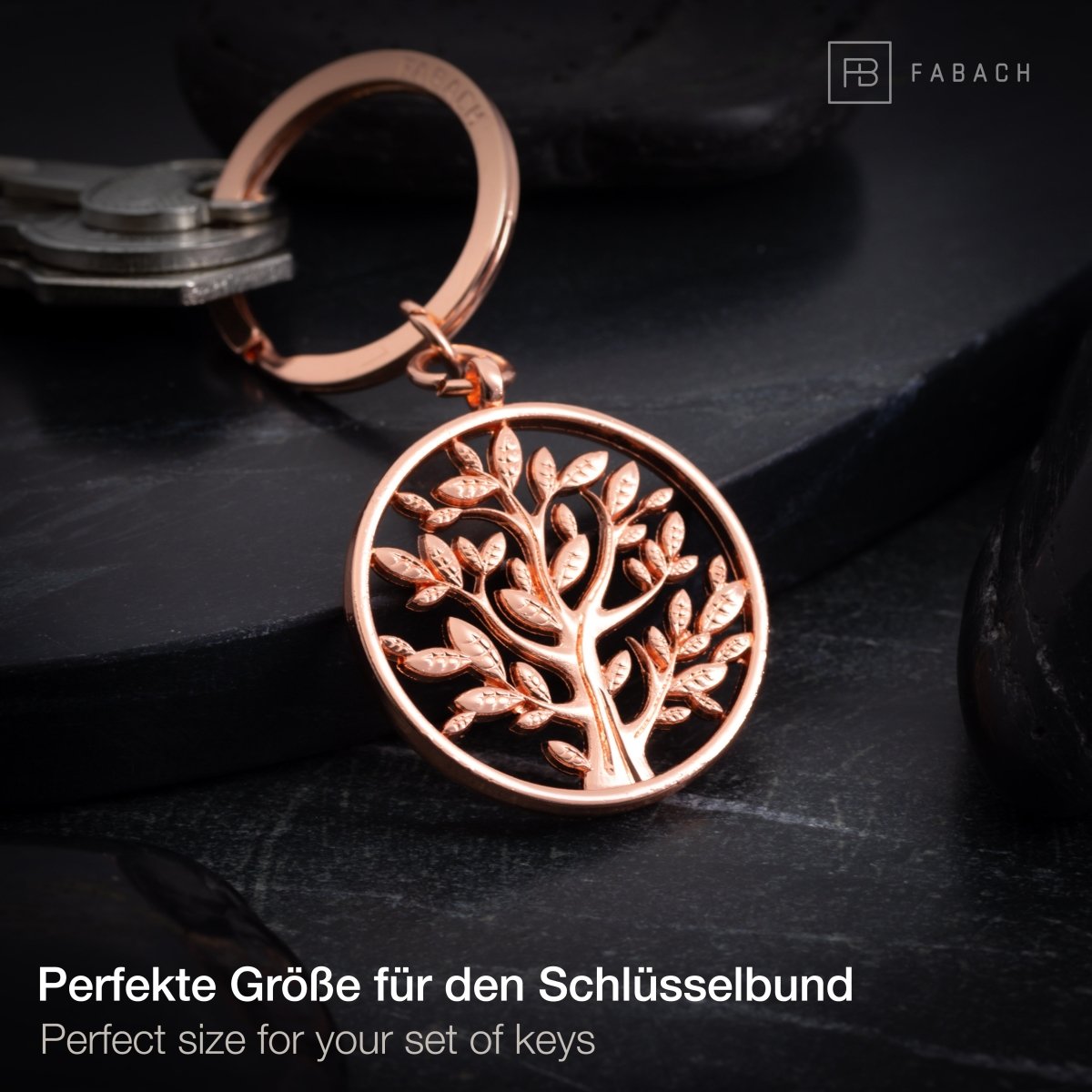 "Spring" Lebensbaum Schlüsselanhänger - Baum des Lebens Anhänger als Glücksbringer für den Schlüsselbund - FABACH#farbe_roségold