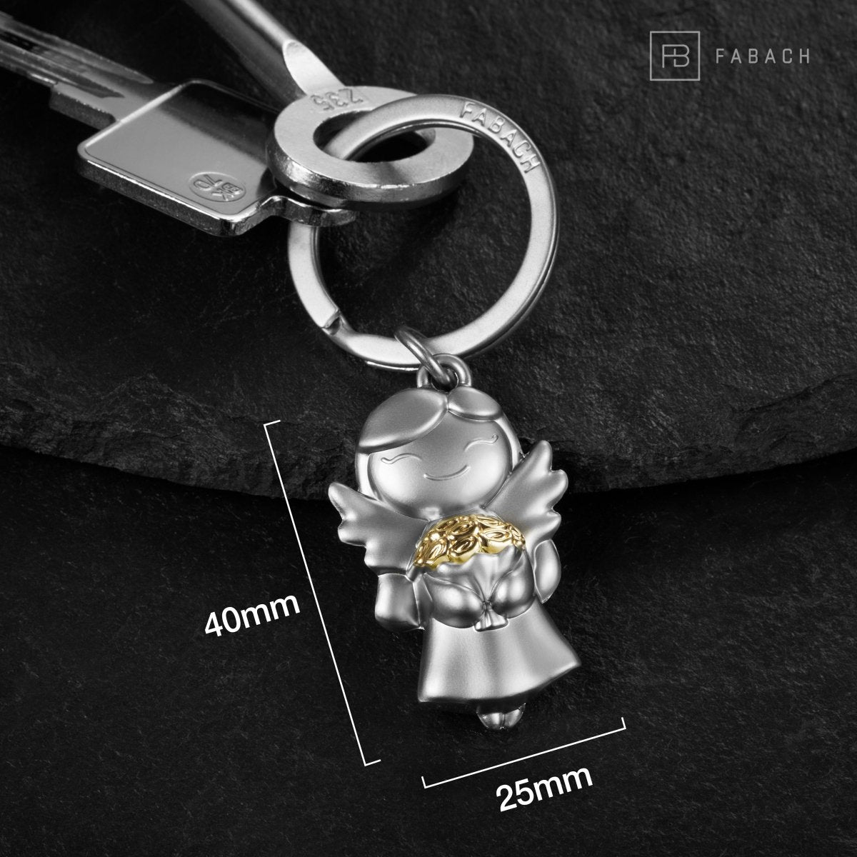 "Star" Guardian Angel Keyring - Lucky Angel with Flowers - Angel Lucky Charm