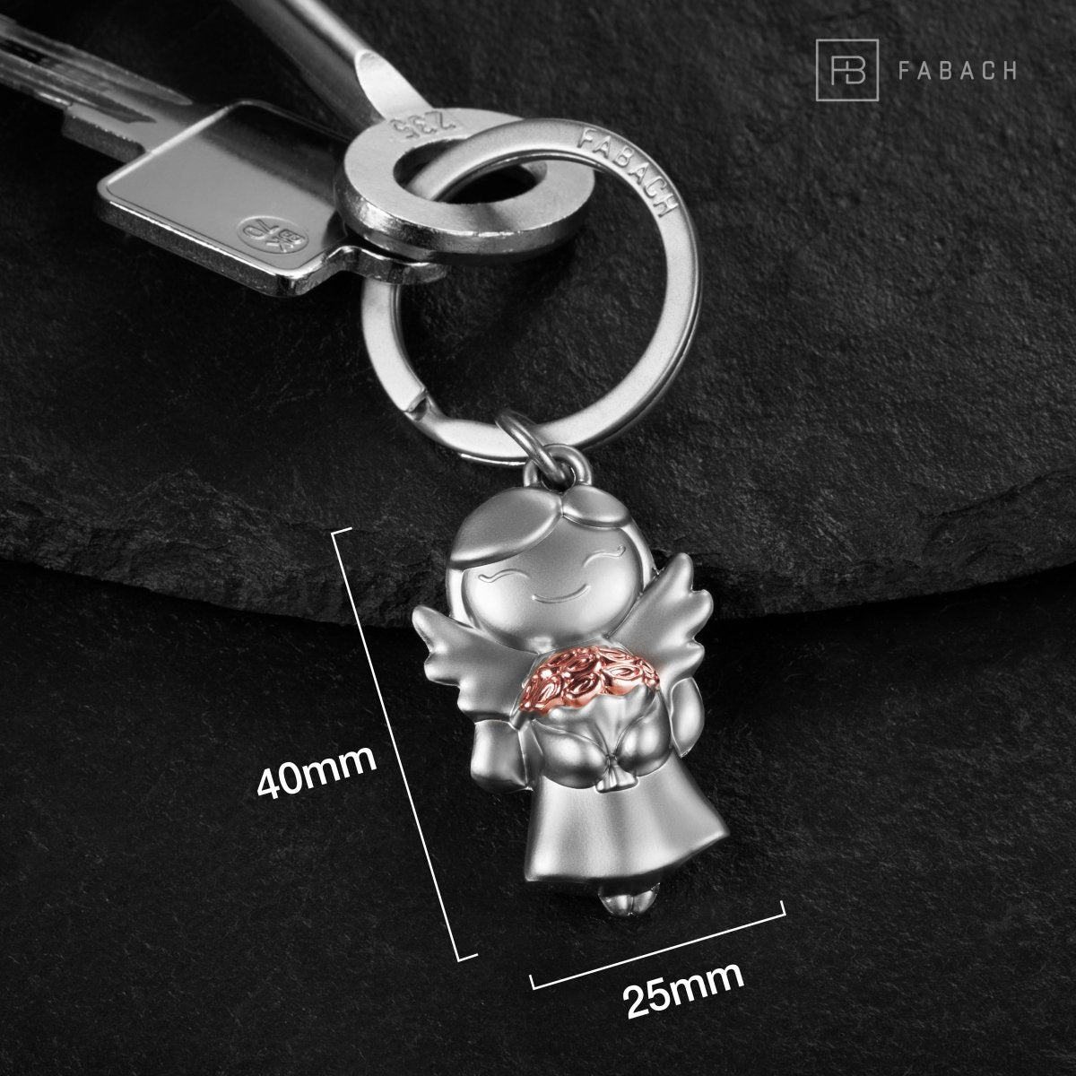 "Star" Guardian Angel Keyring - Lucky Angel with Flowers - Angel Lucky Charm