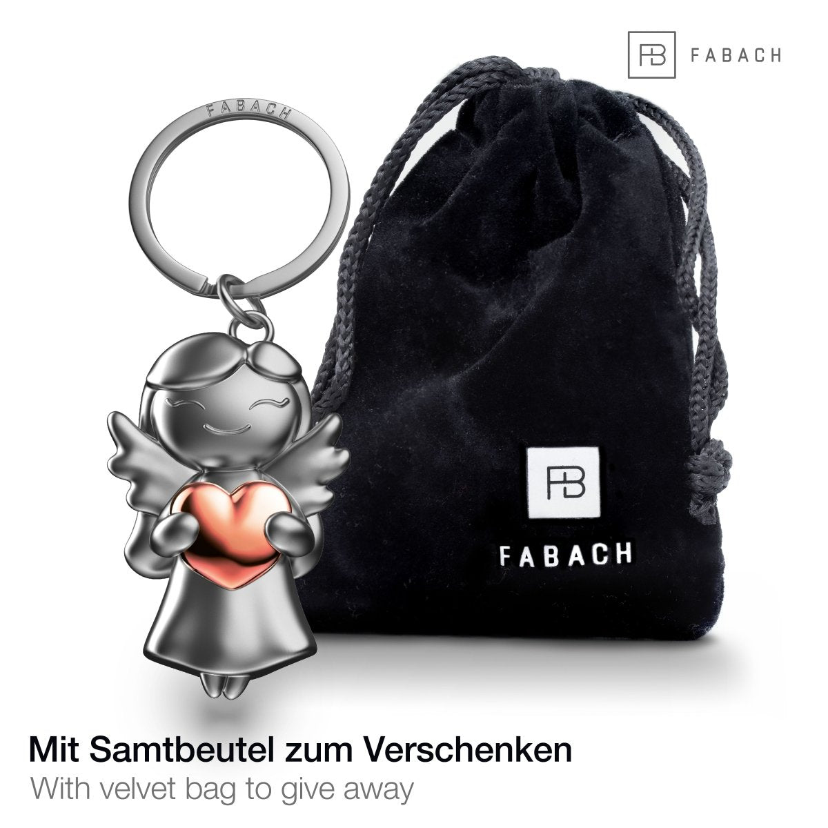 "Star" Schutzengel Schlüsselanhänger - Glücksengel mit Herz - Engel Glücksbringer - FABACH#farbe_roségold#personalisierung_ohne gravur