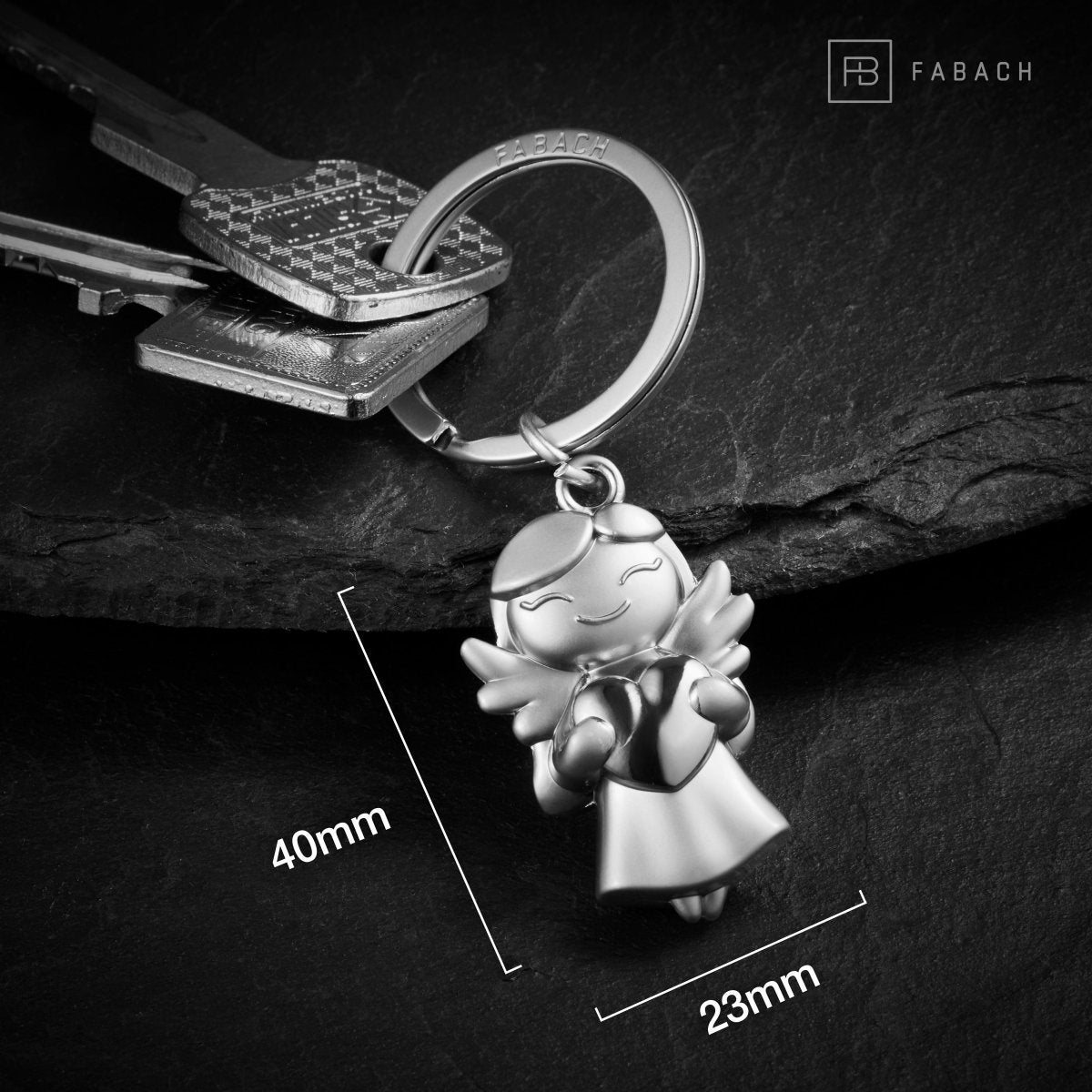 "Star" Schutzengel Schlüsselanhänger - Glücksengel mit Herz - Engel Glücksbringer - FABACH#farbe_silber#personalisierung_ohne gravur