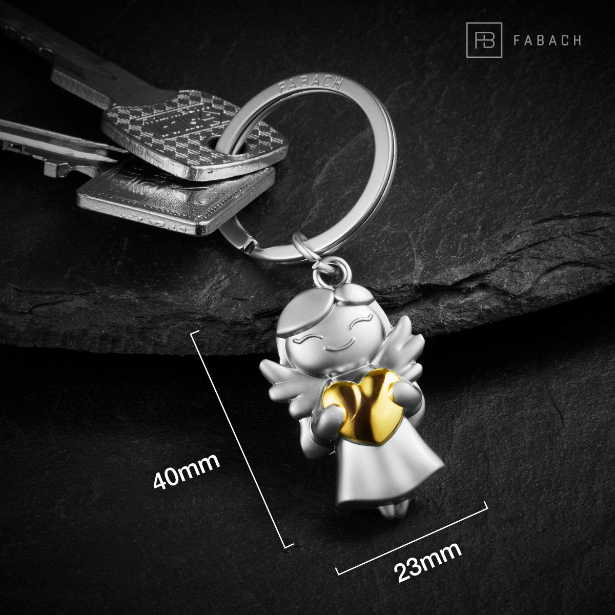 "Star" Schutzengel Schlüsselanhänger - Glücksengel mit Herz - Engel Glücksbringer - FABACH#farbe_gold#personalisierung_ohne gravur