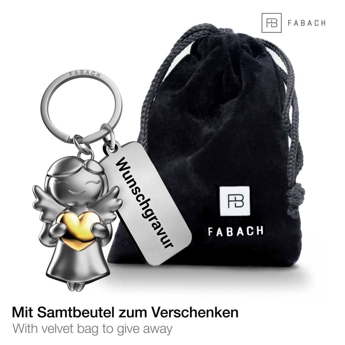 "Star" Schutzengel Schlüsselanhänger - Glücksengel mit Herz - Engel Glücksbringer - FABACH#farbe_gold#personalisierung_mit gravur (+5.00€)