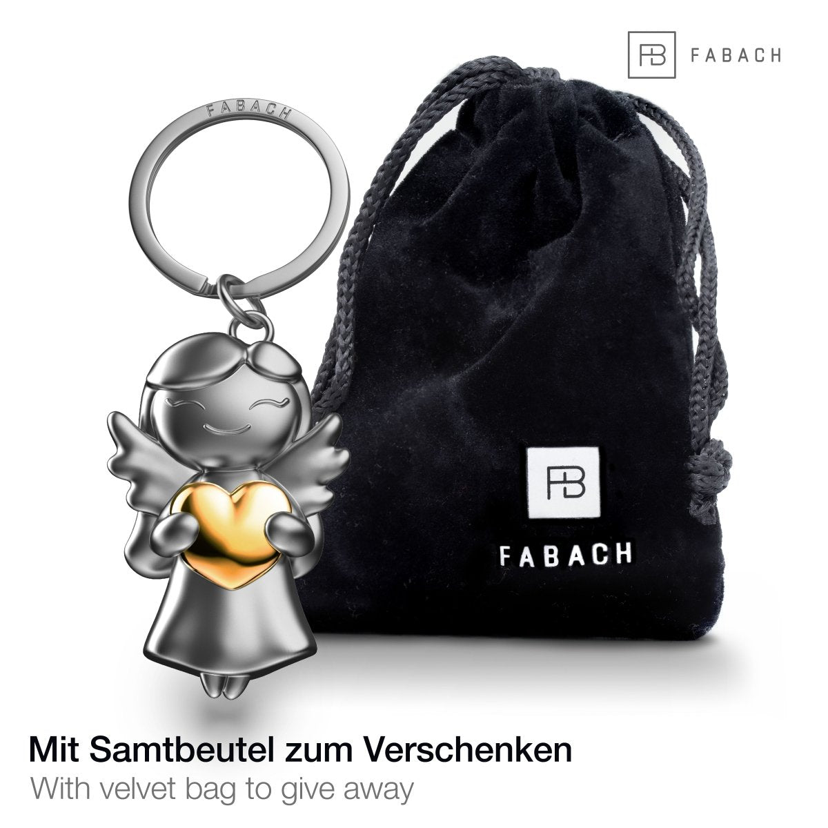 "Star" Schutzengel Schlüsselanhänger - Glücksengel mit Herz - Engel Glücksbringer - FABACH#farbe_gold#personalisierung_ohne gravur