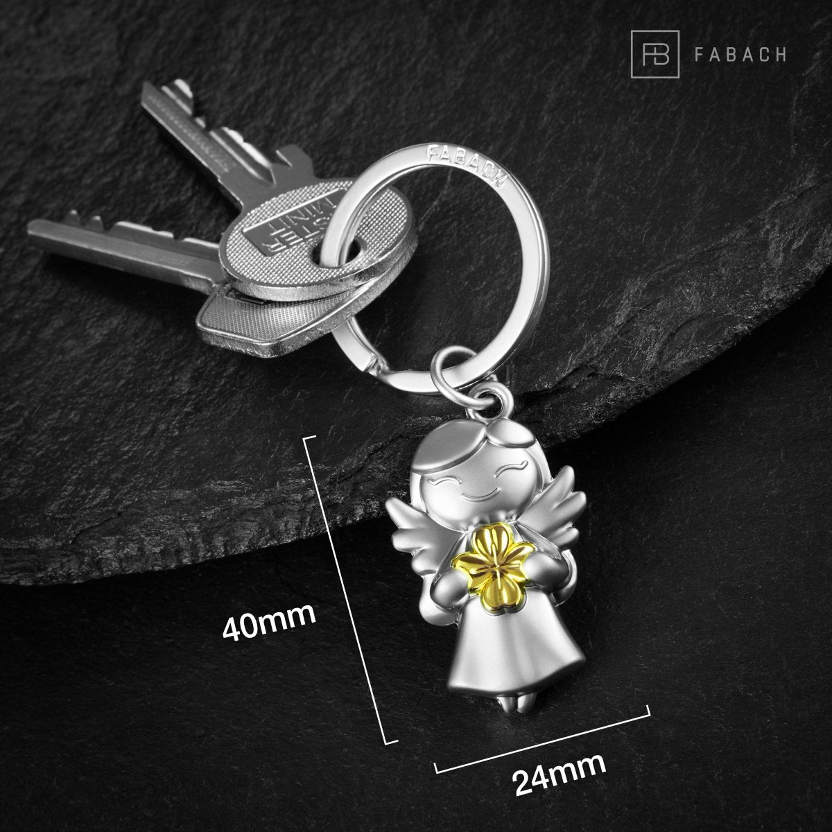 "Star" Schutzengel Schlüsselanhänger - Glücksengel mit Kleeblatt -Engel Glücksbringer - FABACH#farbe_gold