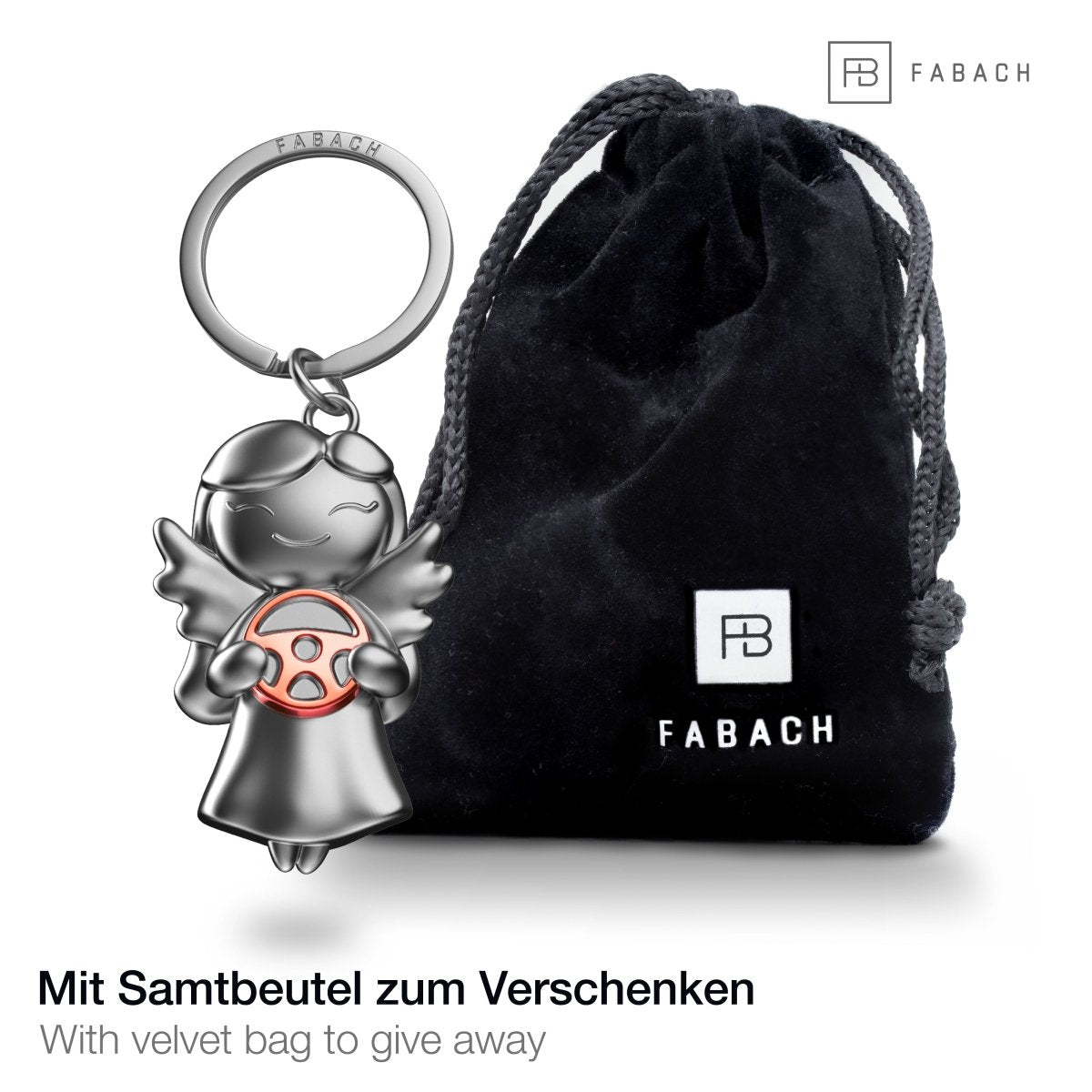 "Star" Schutzengel Schlüsselanhänger - Glücksengel mit Lenkrad - Engel Glücksbringer - FABACH#farbe_roségold