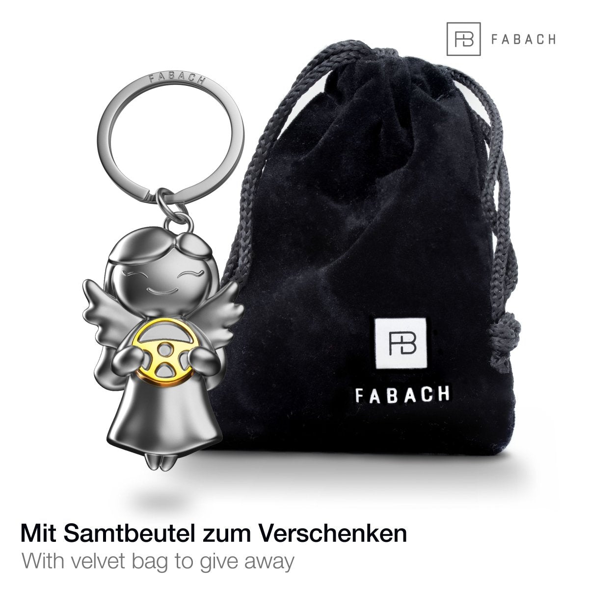 "Star" Schutzengel Schlüsselanhänger - Glücksengel mit Lenkrad - Engel Glücksbringer - FABACH#farbe_gold